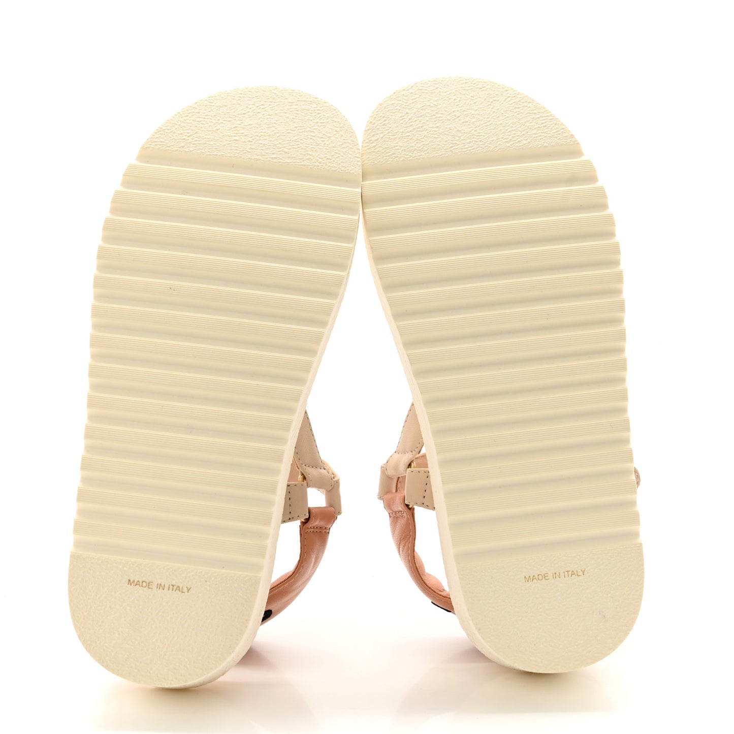 Lambskin Logo Platform Sandals 37 Beige Ivory White