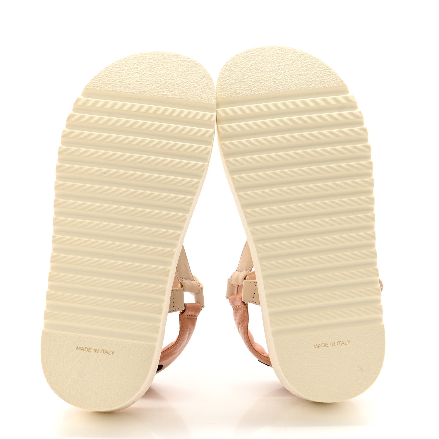 Chanel Lambskin Logo Platform Sandals 37 Beige Ivory White 5 of 9