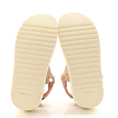 Chanel Lambskin Logo Platform Sandals 37 Beige Ivory White 5 of 9