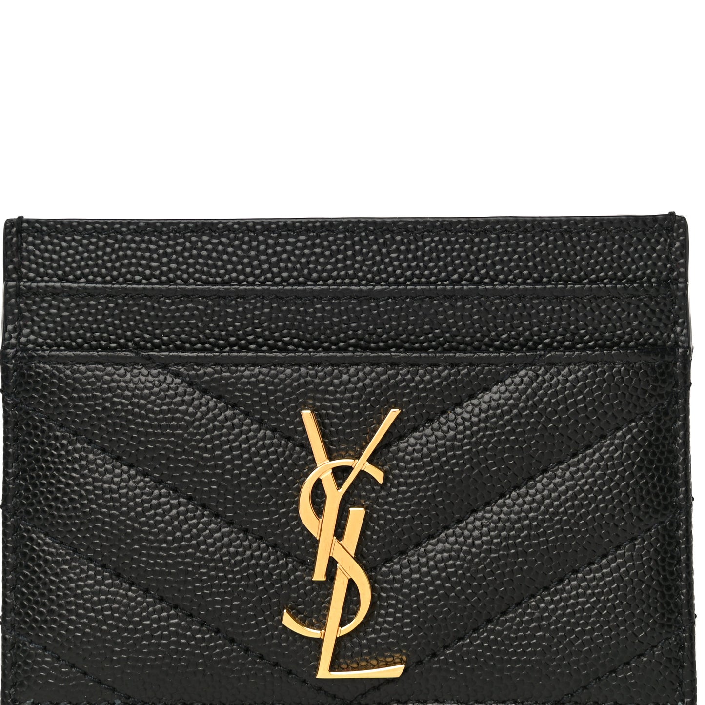 Grain De Poudre Matelasse Chevron Monogram Credit Card Case Black