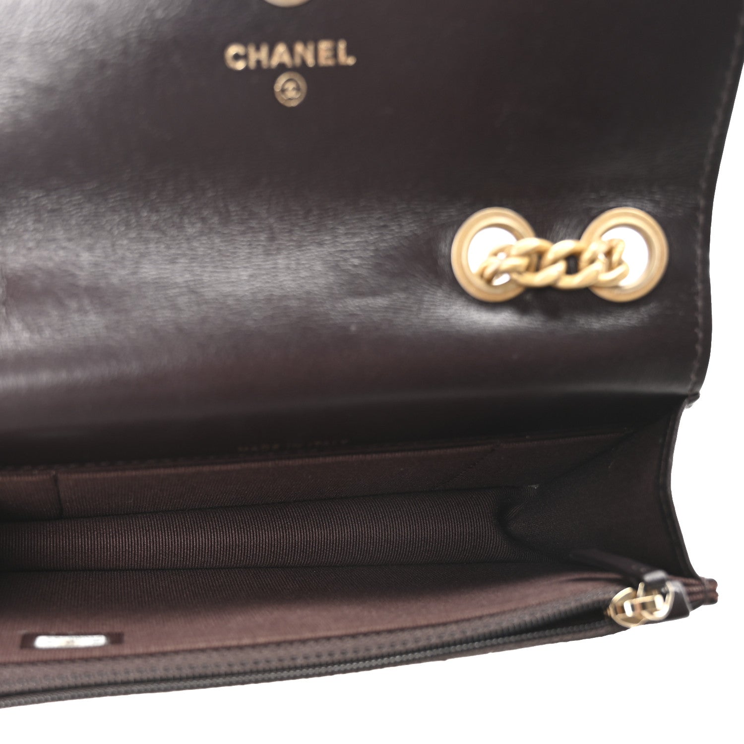 Chanel Lambskin Quilted Pillow Crush Flap Phone Holder With Chain Dark Brown 5 of 10