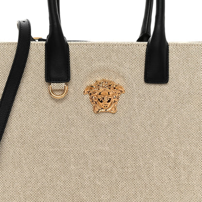 Versace Canvas Calfskin La Medusa Small Tote Beige 7 of 10