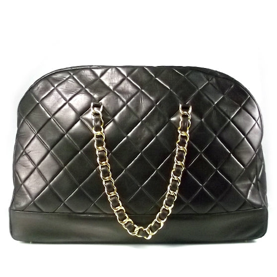 Lambskin Quilted Luggage Bag Black