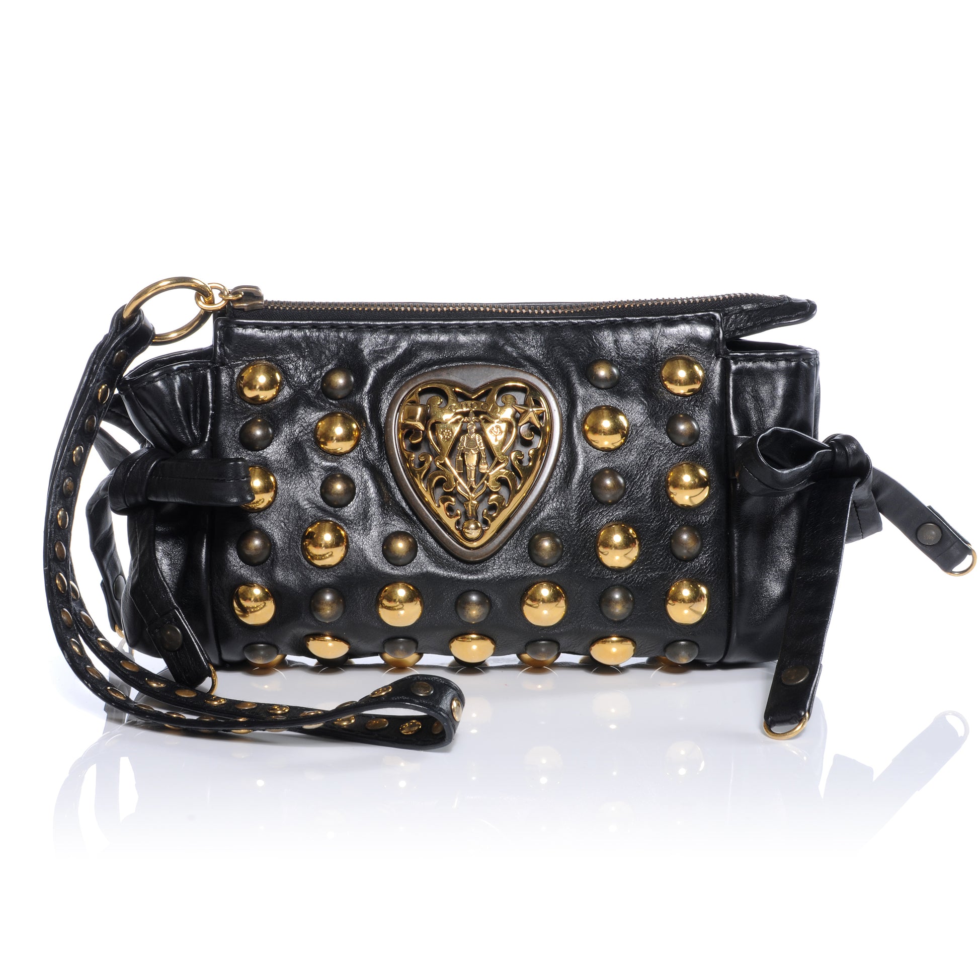Gucci Leather Studded Babouska Clutch Black 1 of 8