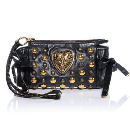 Gucci Leather Studded Babouska Clutch Black 1 of 8