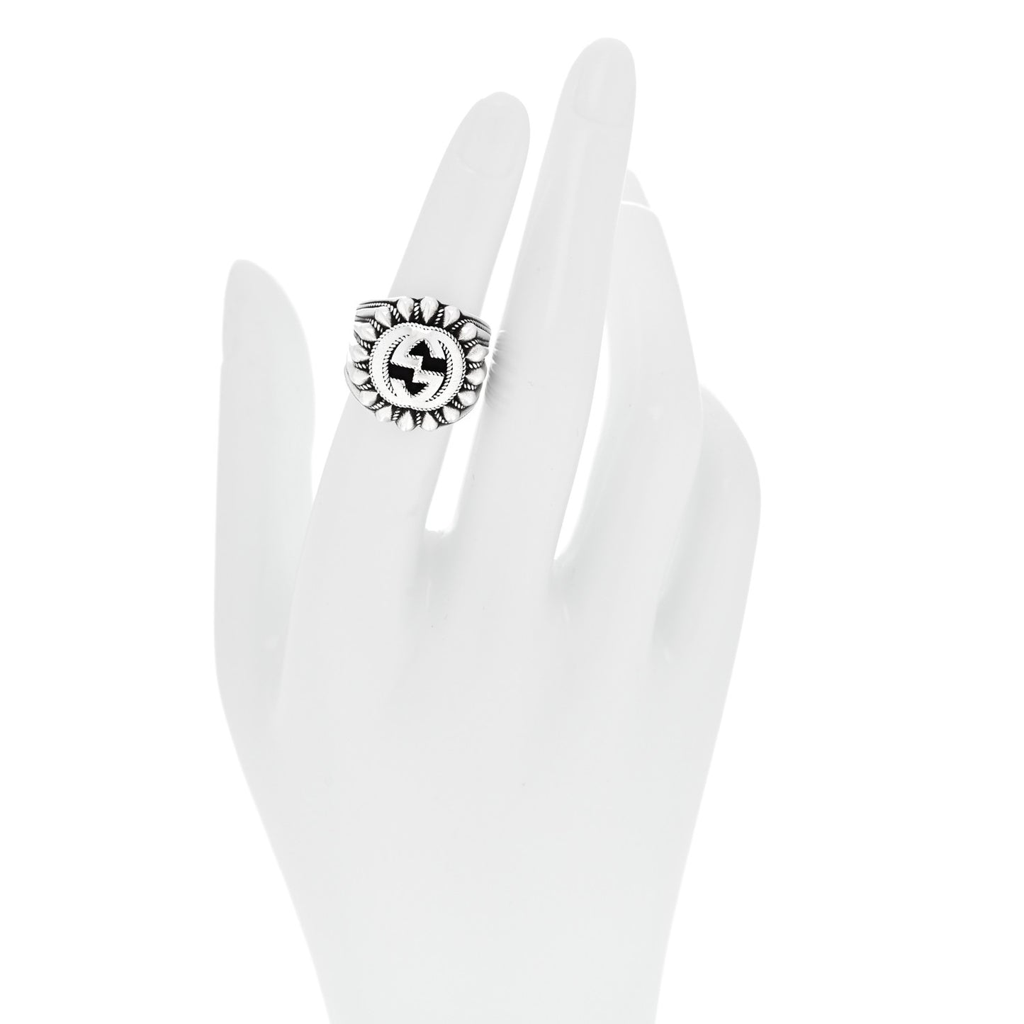 Sterling Silver Interlocking G Signet Ring 50 5.5