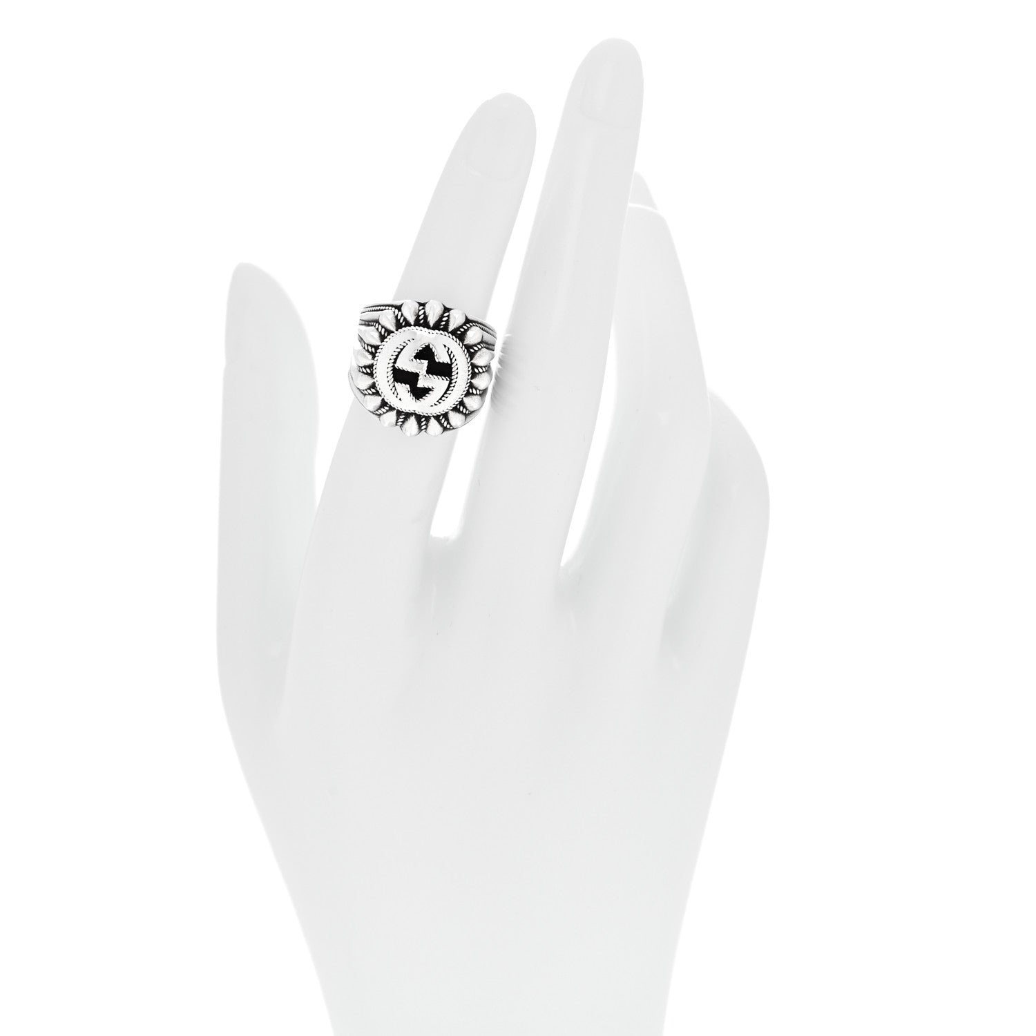 Gucci Sterling Silver Interlocking G Signet Ring 50 5.5 2 of 6