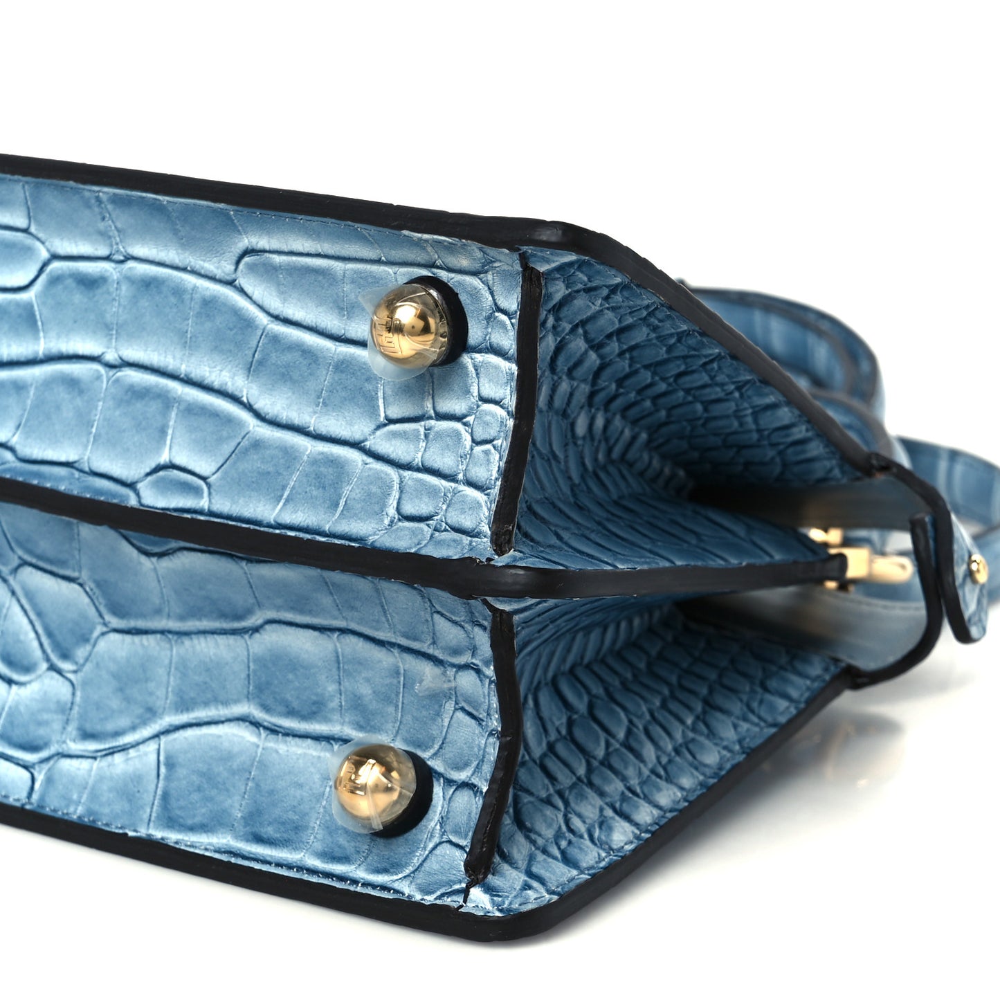Shiny Alligator Shiny Nappa Petite Peekaboo Iconic Satchel Denim