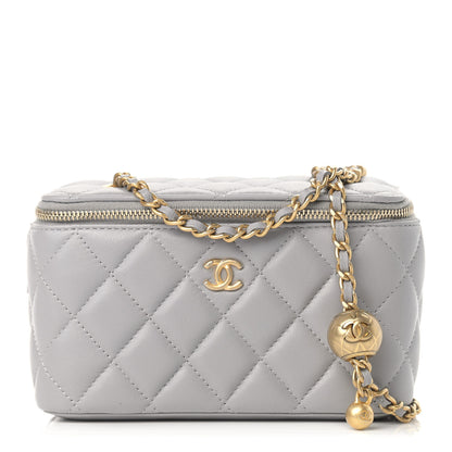 Chanel Lambskin Quilted Small Pearl Crush Vanity Case With Chain Grey 1 of 9