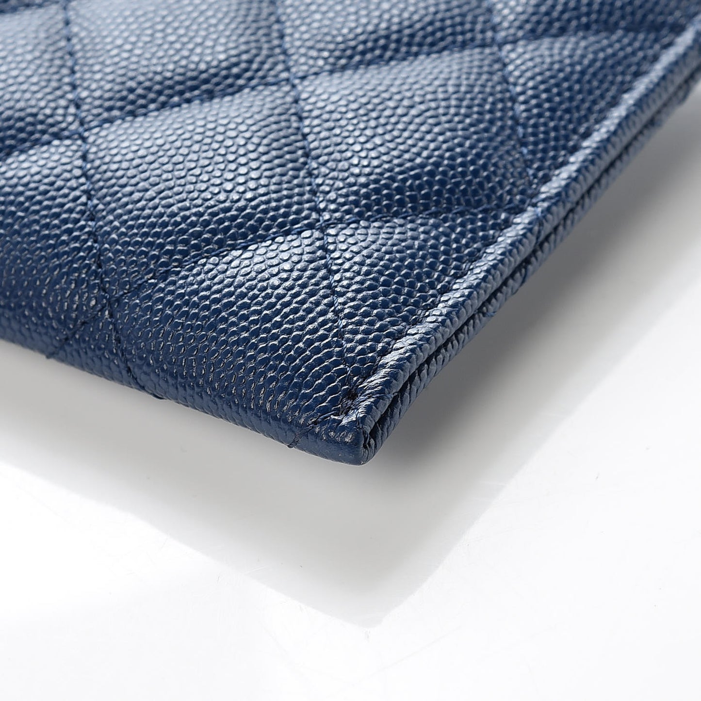 Iridescent Caviar Quilted Classic Zip Pouch Navy