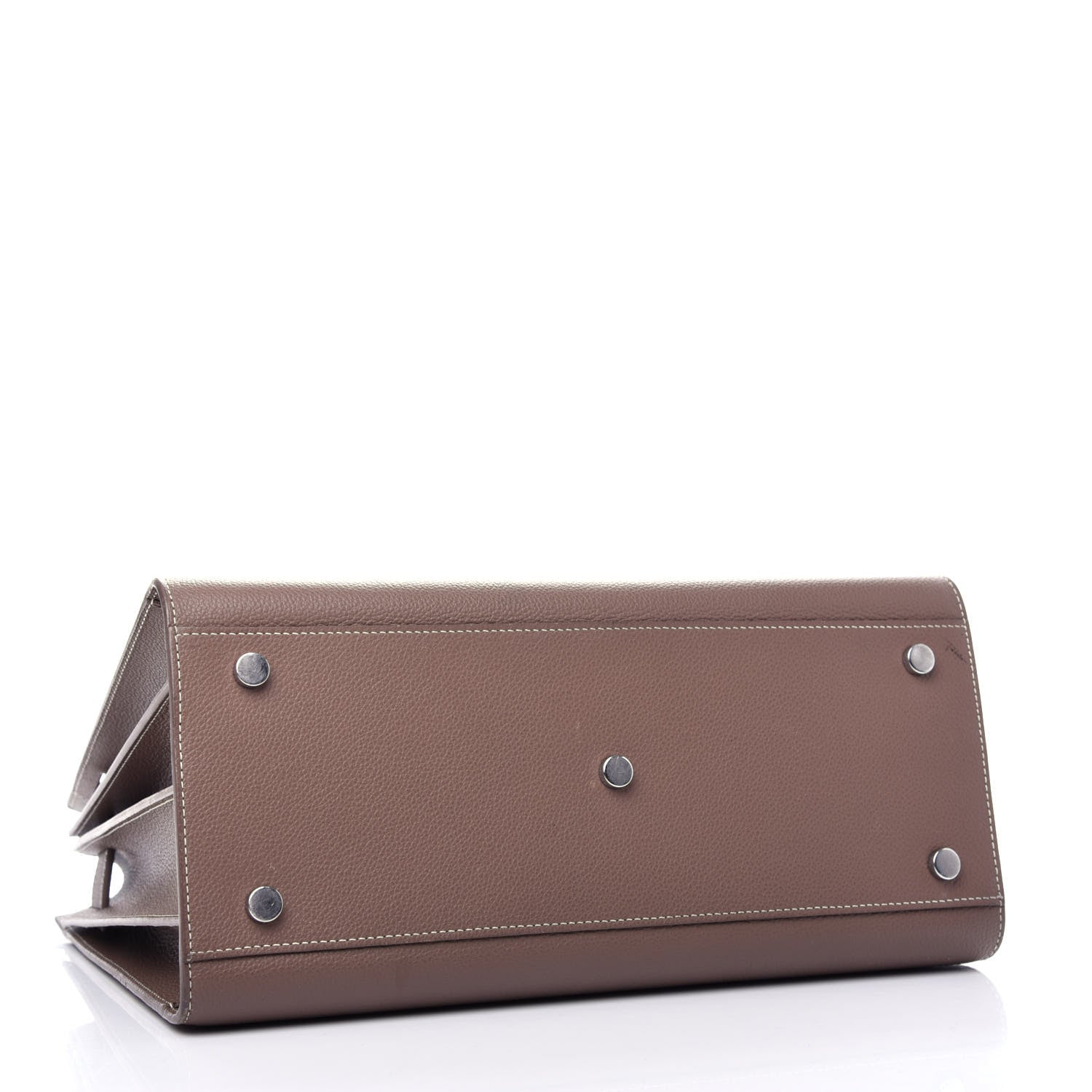Saint Laurent Grained Calfskin Topstitch Small Classic Sac De Jour Taupe 4 of 12