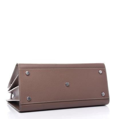 Saint Laurent Grained Calfskin Topstitch Small Classic Sac De Jour Taupe 4 of 12