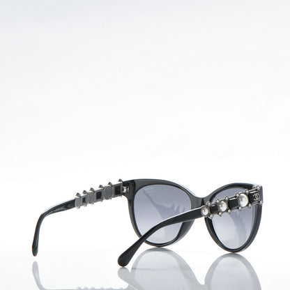 Chanel Crystal Pearl Cat Eye Sunglasses 5336-H-B Black 4 of 8