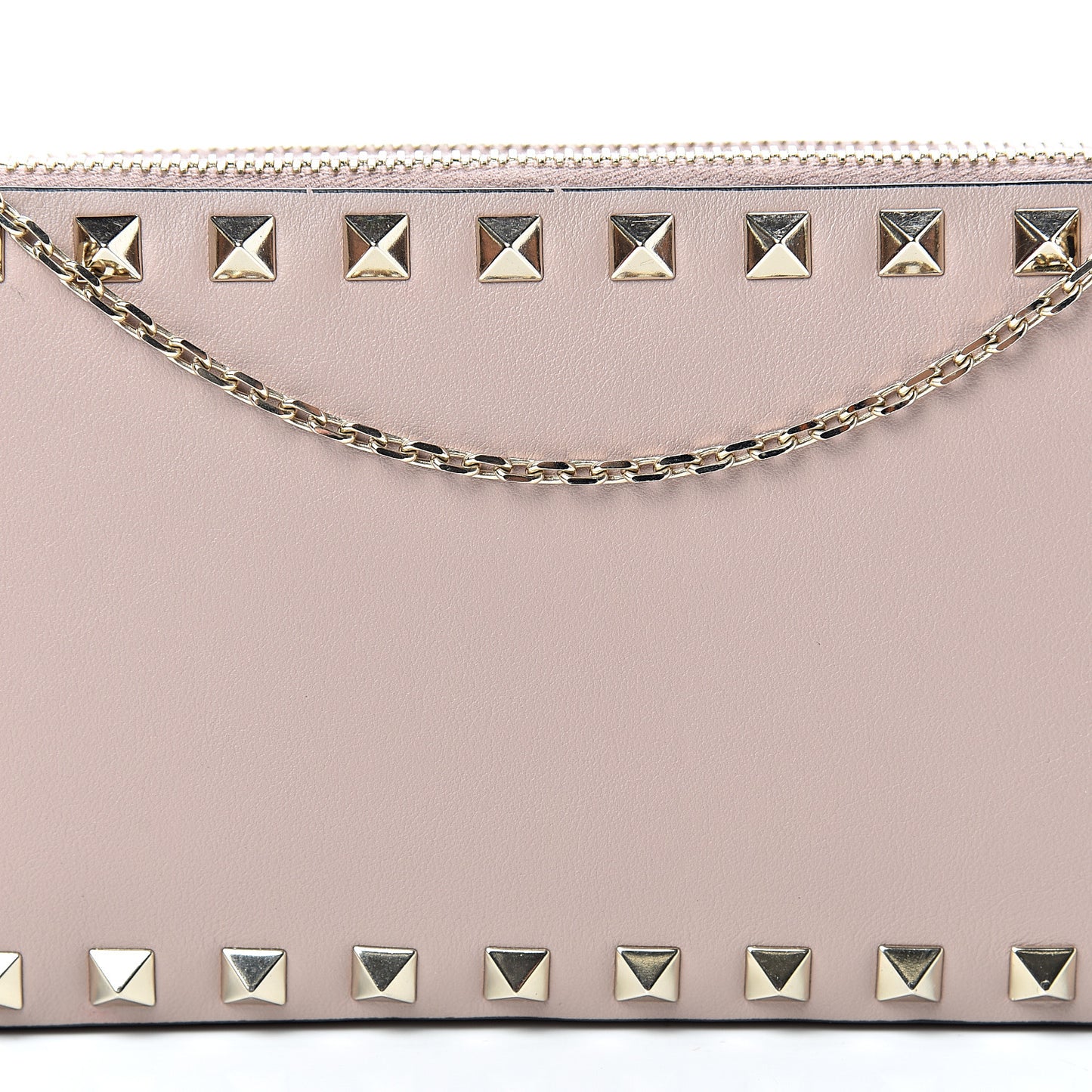 Vitello Rockstud Chain Pouch Shoulder Bag Poudre
