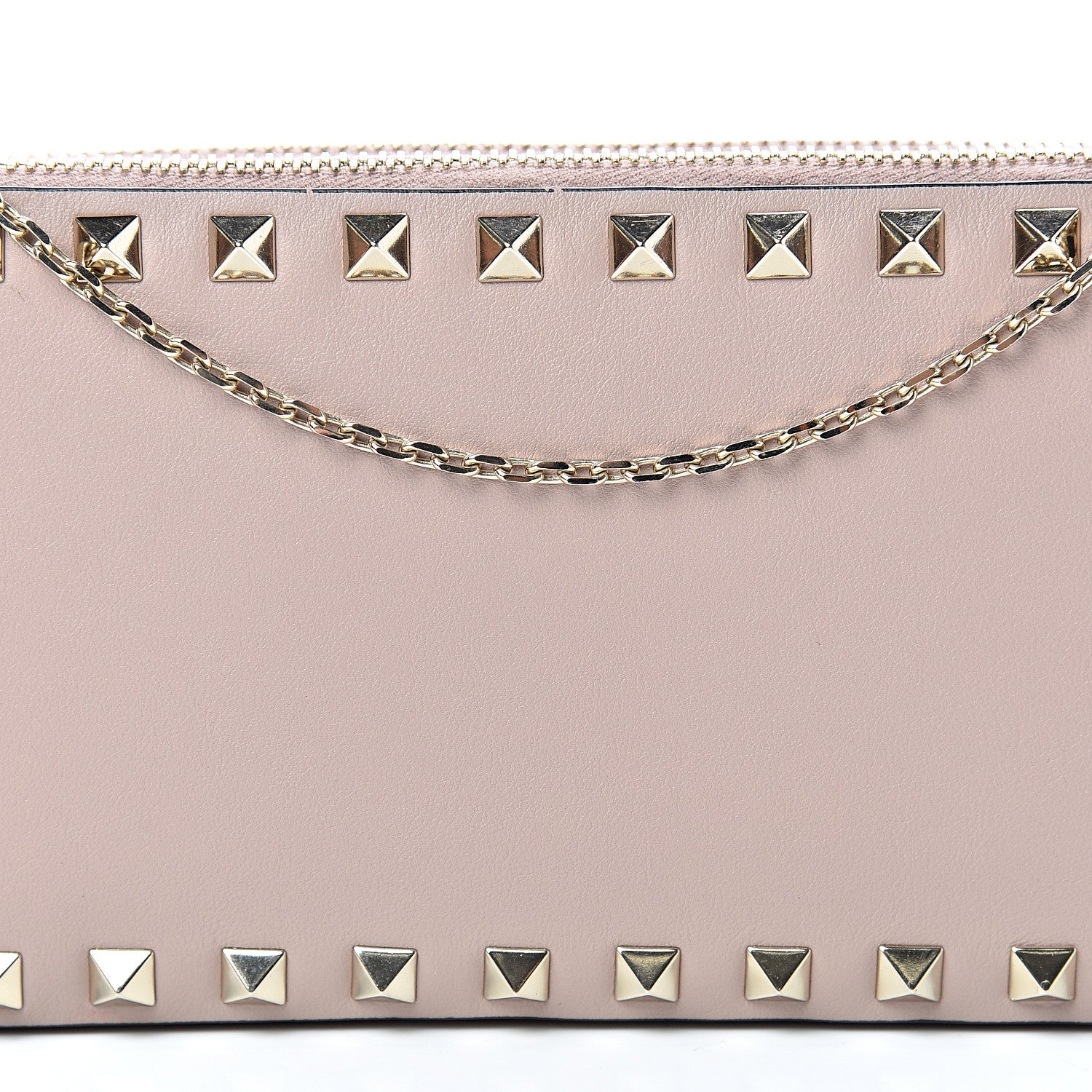 Valentino Garavani Vitello Rockstud Chain Pouch Shoulder Bag Poudre 8 of 11