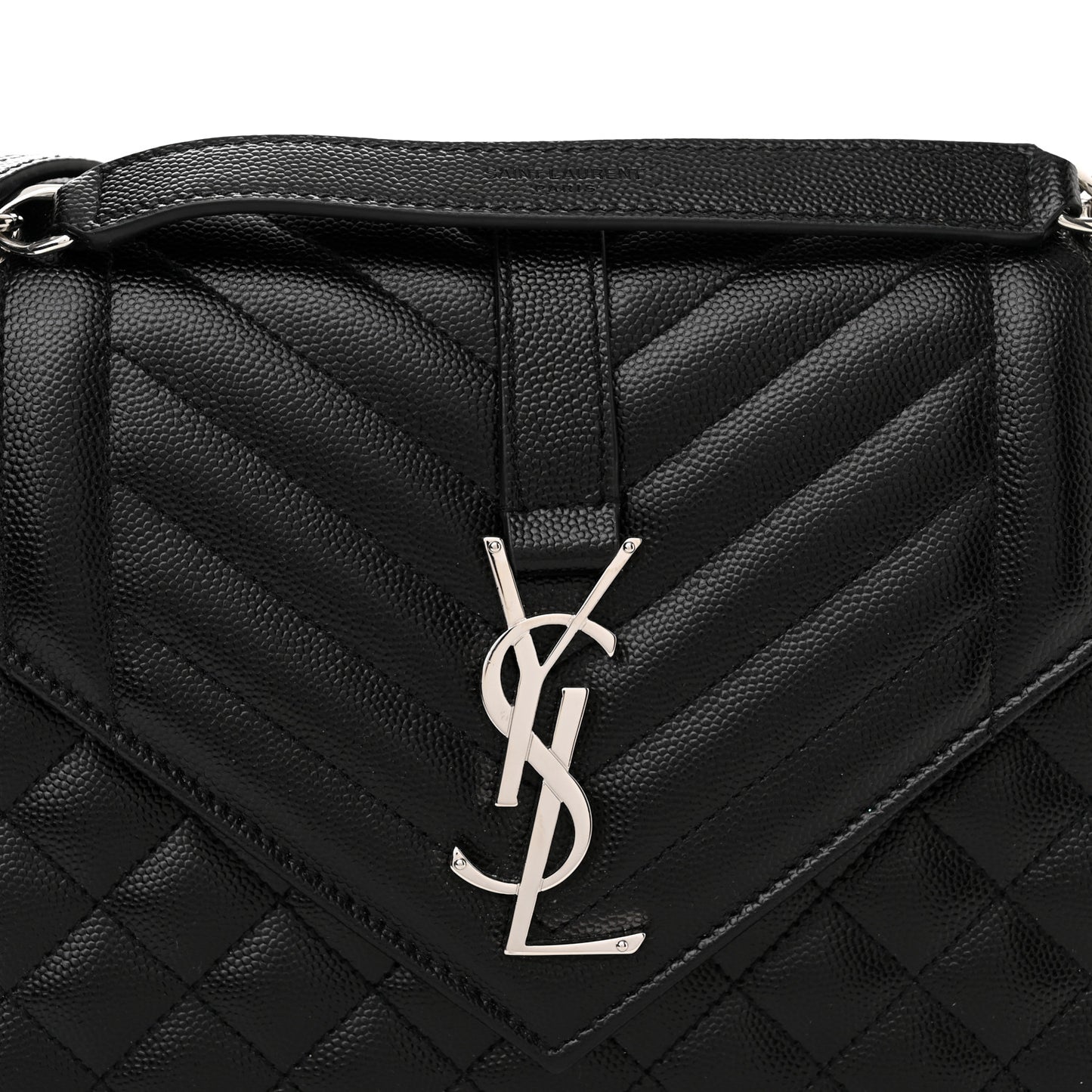 Grain De Poudre Textured Mixed Matelasse Triquilt Medium Monogram Satchel Black