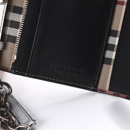 Burberry Metallic Grainy Calfskin Creature Applique Wallet On Chain Silver 8 of 9