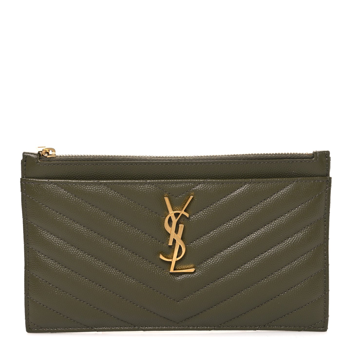Grain De Poudre Chevron Monogram Bill Pouch Vert Kaki