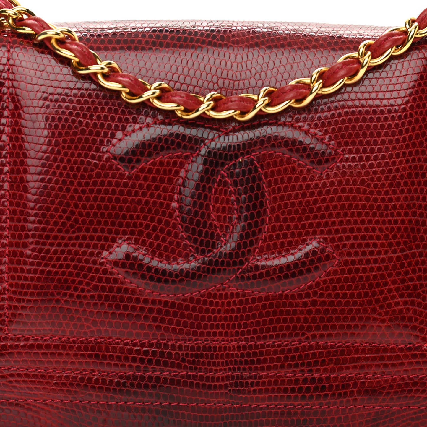 Lizard CC Mini Flap Bag Red