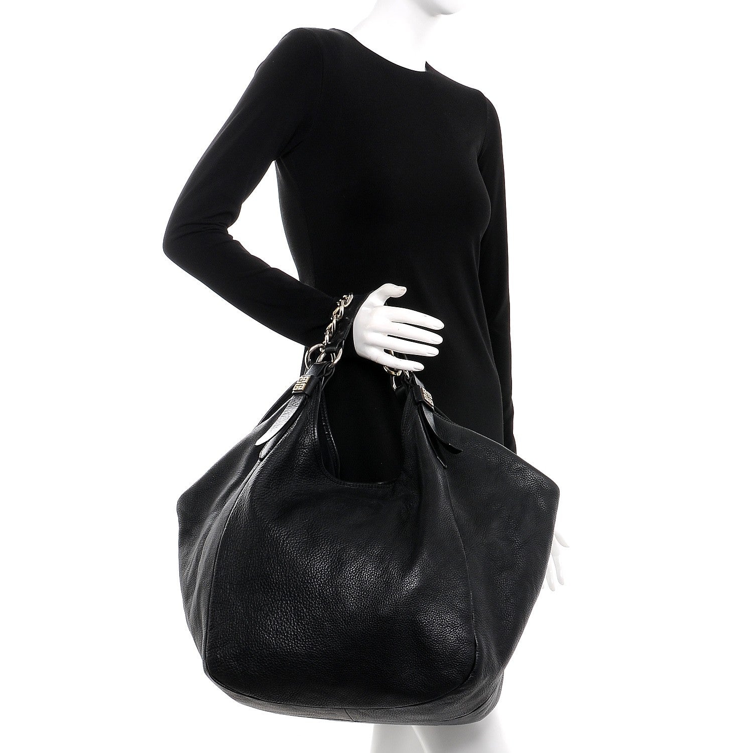 Givenchy Leather Chain Hobo Shoulder Bag Black 2 of 12