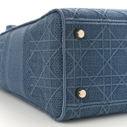 Christian Dior Canvas Embroidered Cannage Medium Lady D-Lite Denim Blue 7 of 8