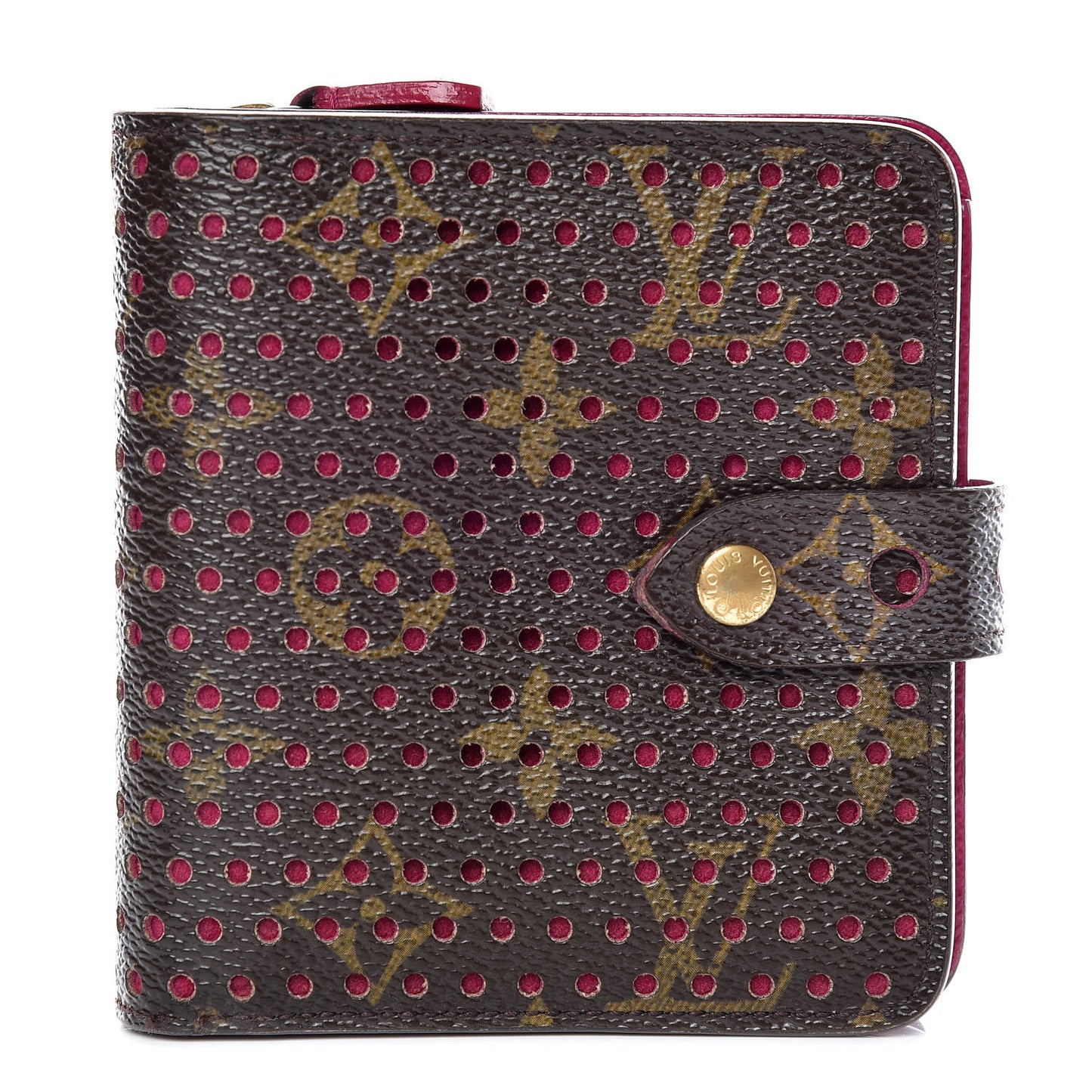 Monogram Perforated Compact Zipped Wallet Fuchsia