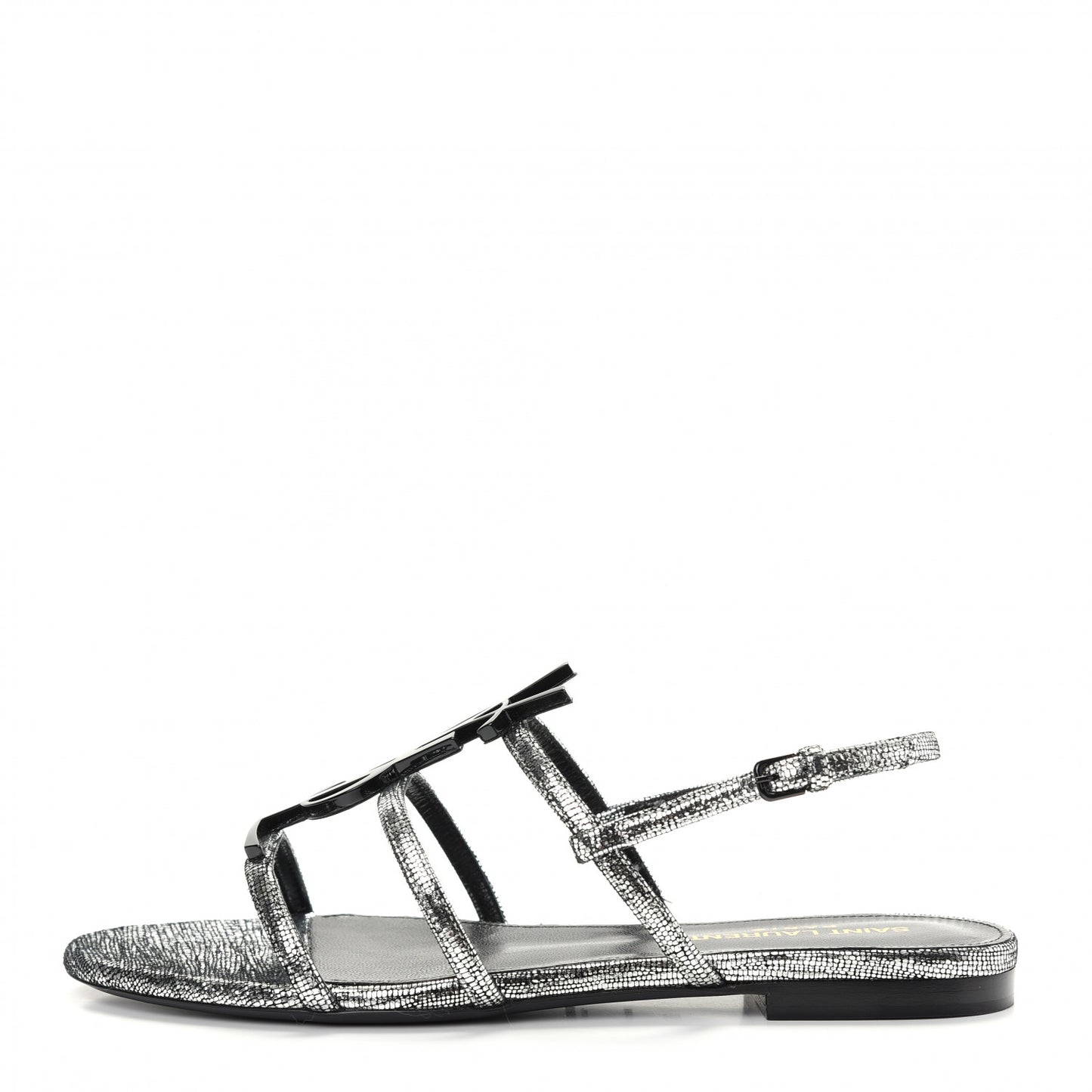Calfskin Cassandra Monogram Sandals 36 Argento