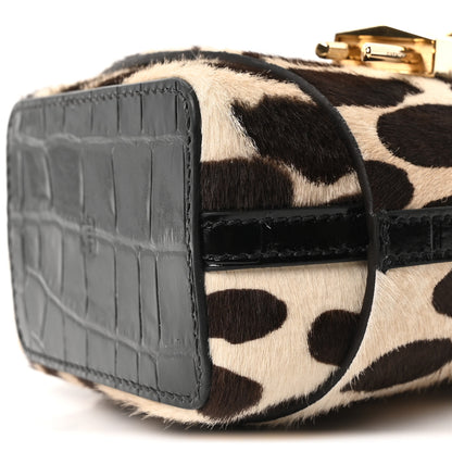 Givenchy Pony Calfskin Micro Leopard Print Shark Lock Bucket Bag Black Beige 10 of 10