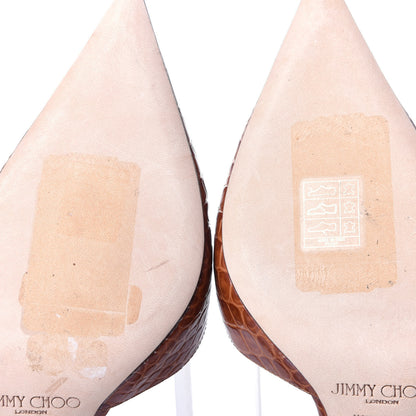 Jimmy Choo Calfskin Crocodile Embossed Thandi 65 Slingback Pumps 36.5 Cuoio 9 of 9