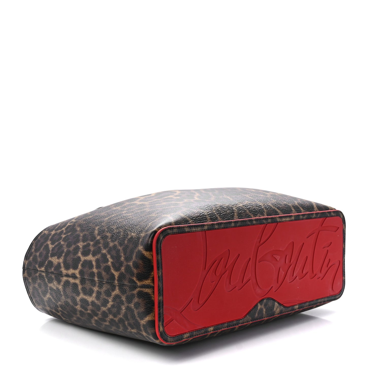 Calfskin Leopard Print Spikes East West Cabata Tote Brown