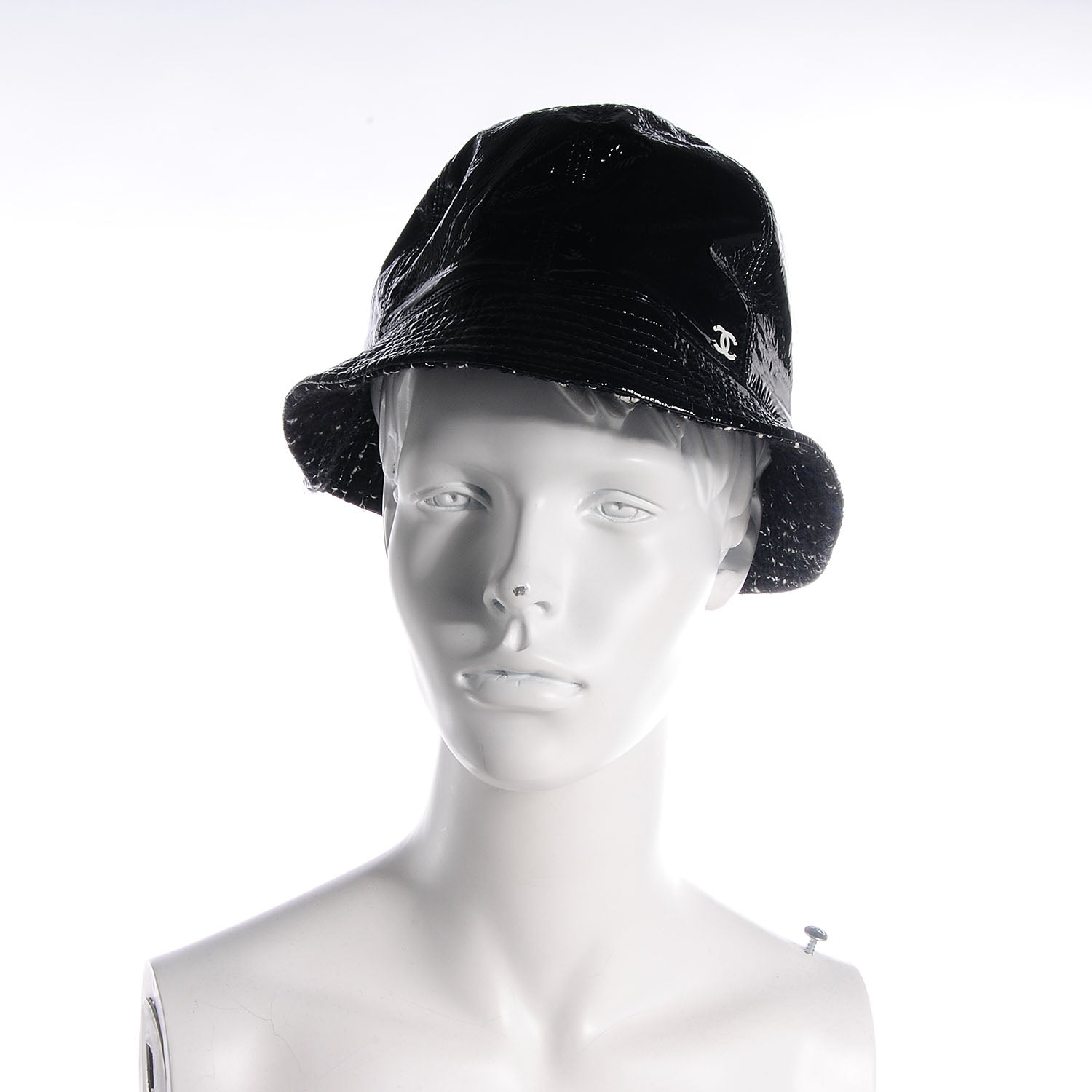 Chanel Vinyl Tweed Bucket Hat 58 Black 2 of 8