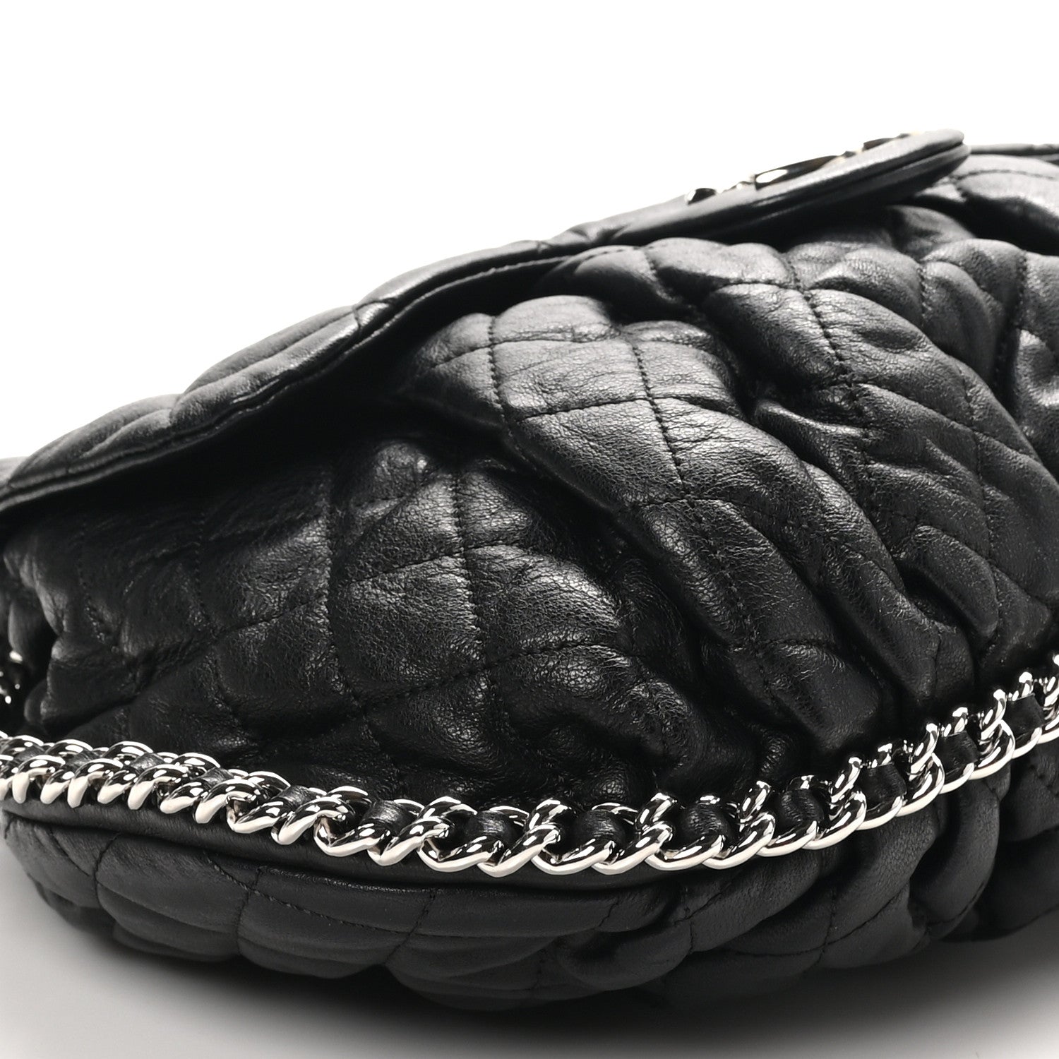 Chanel Washed Lambskin Quilted Large Chain Around Messenger Black 9 of 10