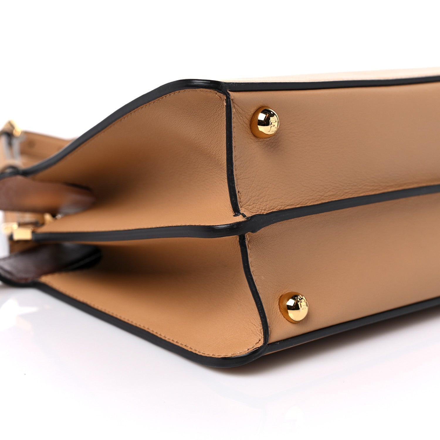 Fendi Vitello Seta Nappa Bi-Color Small Peekaboo I SEE U Satchel Miele Scuro Light Rose Ghianda 7 of 10