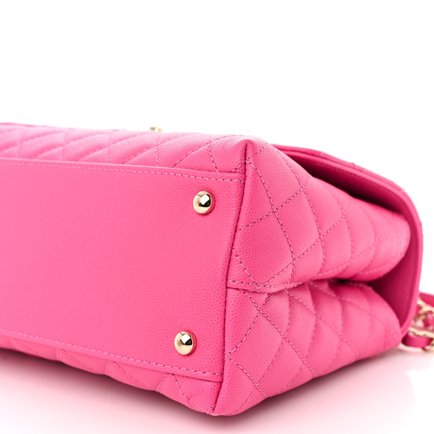 Chanel Caviar Quilted Small Coco Handle Flap Dark Pink 10 of 11