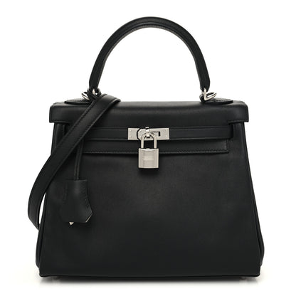 Hermes Swift Horseshoe Kelly Retourne 25 Black Gris Mouette 1 of 11