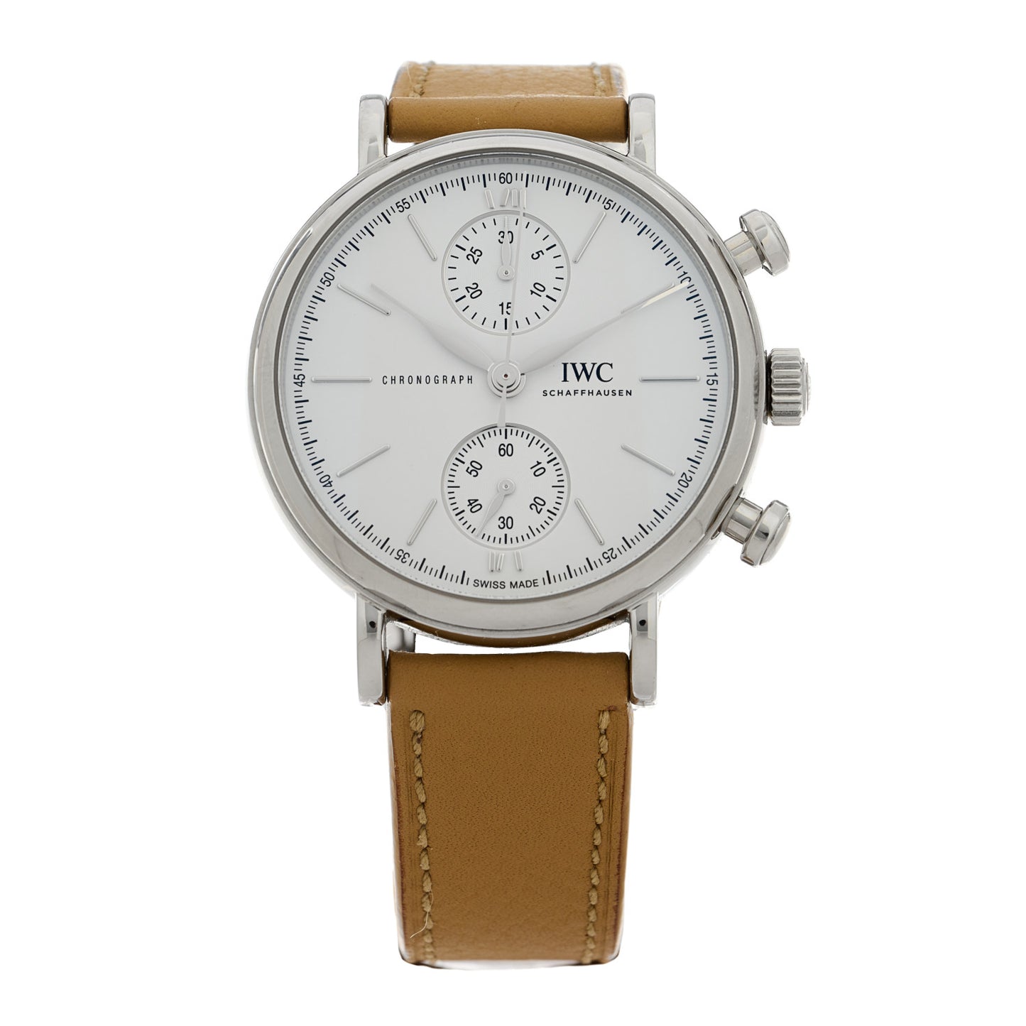 Stainless Steel Calfskin 39mm Portofino Chronograph Automatic Watch IWC391502