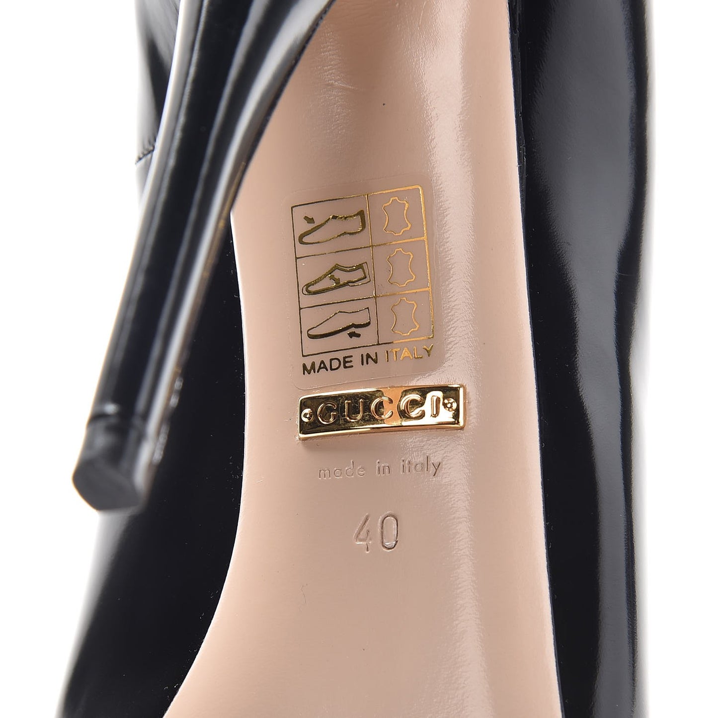Polished Calfskin Removable Pearly Bow Elaisa Platform High Heel Pumps 40 Black