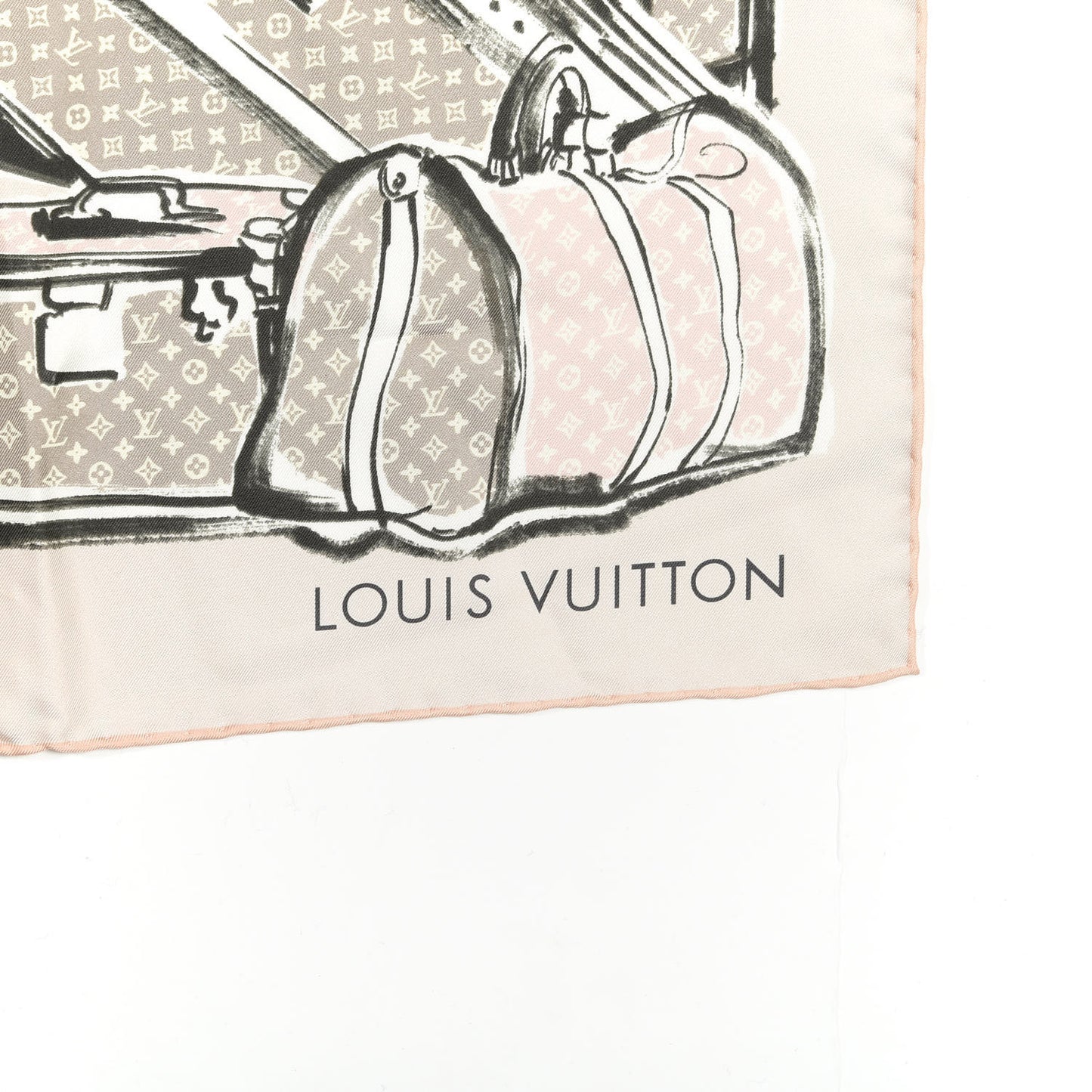 Silk Monogram Trunks Square Scarf Rose Poudre