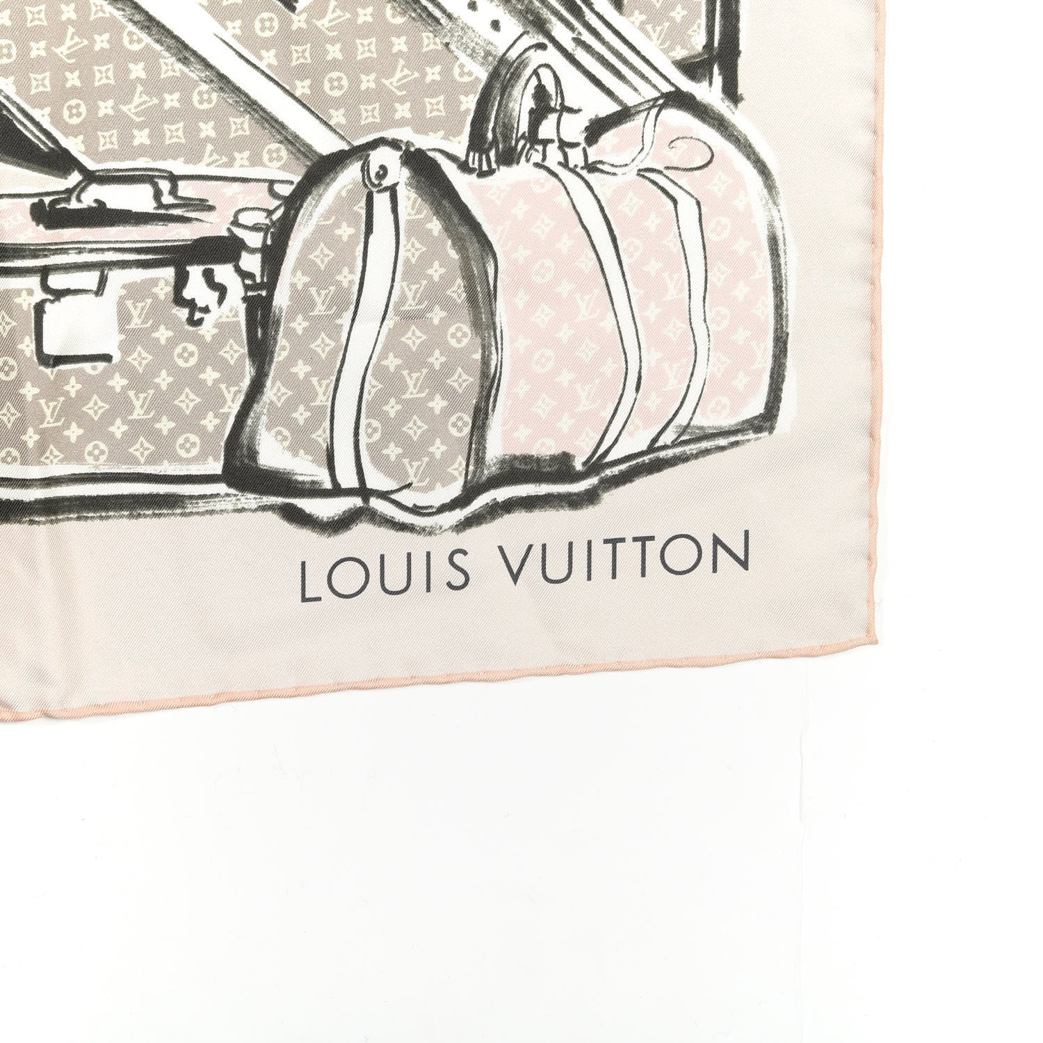 Louis Vuitton Silk Monogram Trunks Square Scarf Rose Poudre 2 of 3
