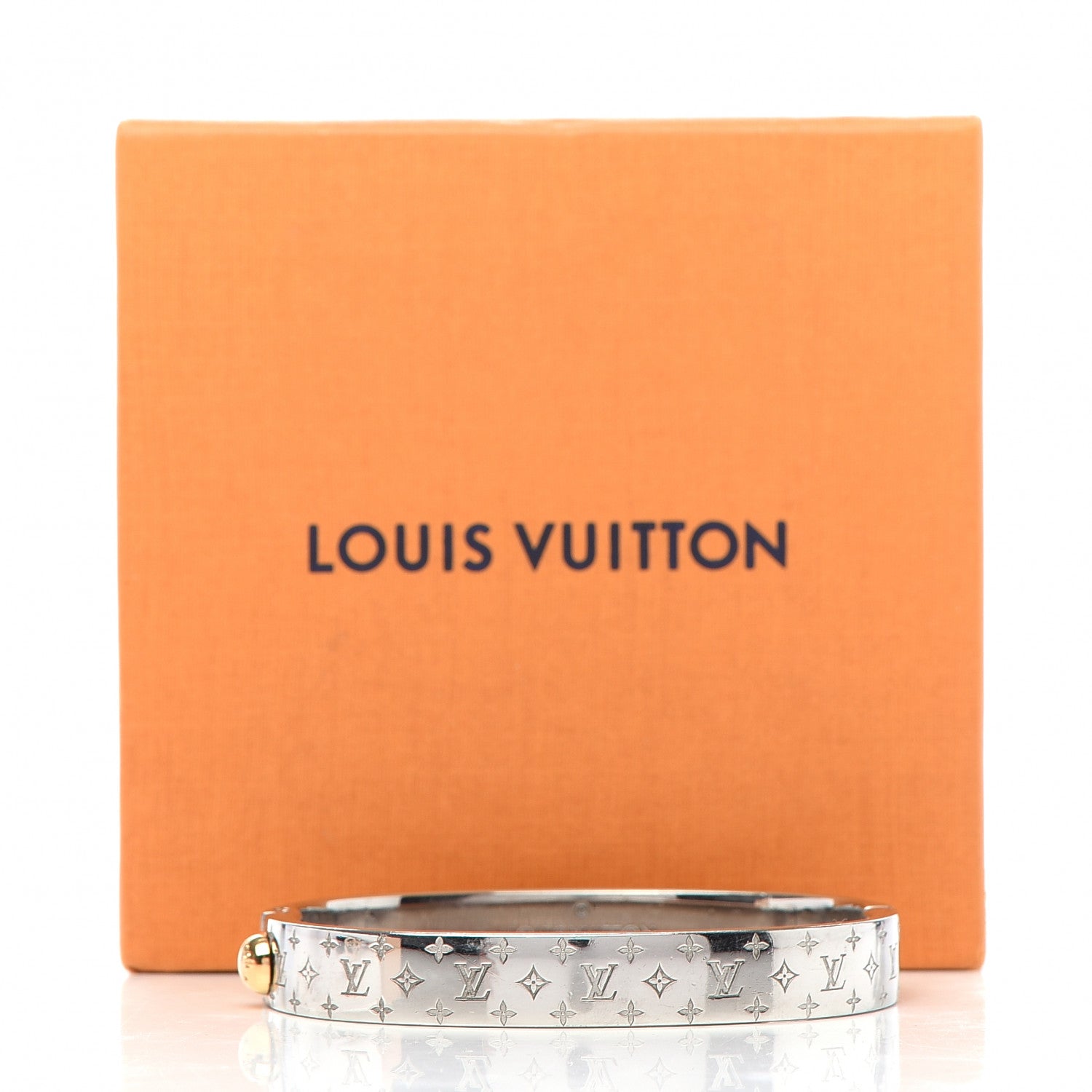 Louis Vuitton Brass Palladium Plated Nanogram Cuff M Silver 6 of 6