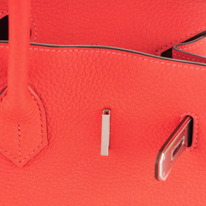 Hermes Taurillon Clemence Birkin 35 Rouge Pivoine 17 of 24