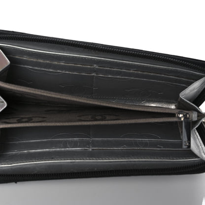 Chanel Calfskin Quilted Cambon Large Gusset Zip Around Wallet Black Silver 5 of 12
