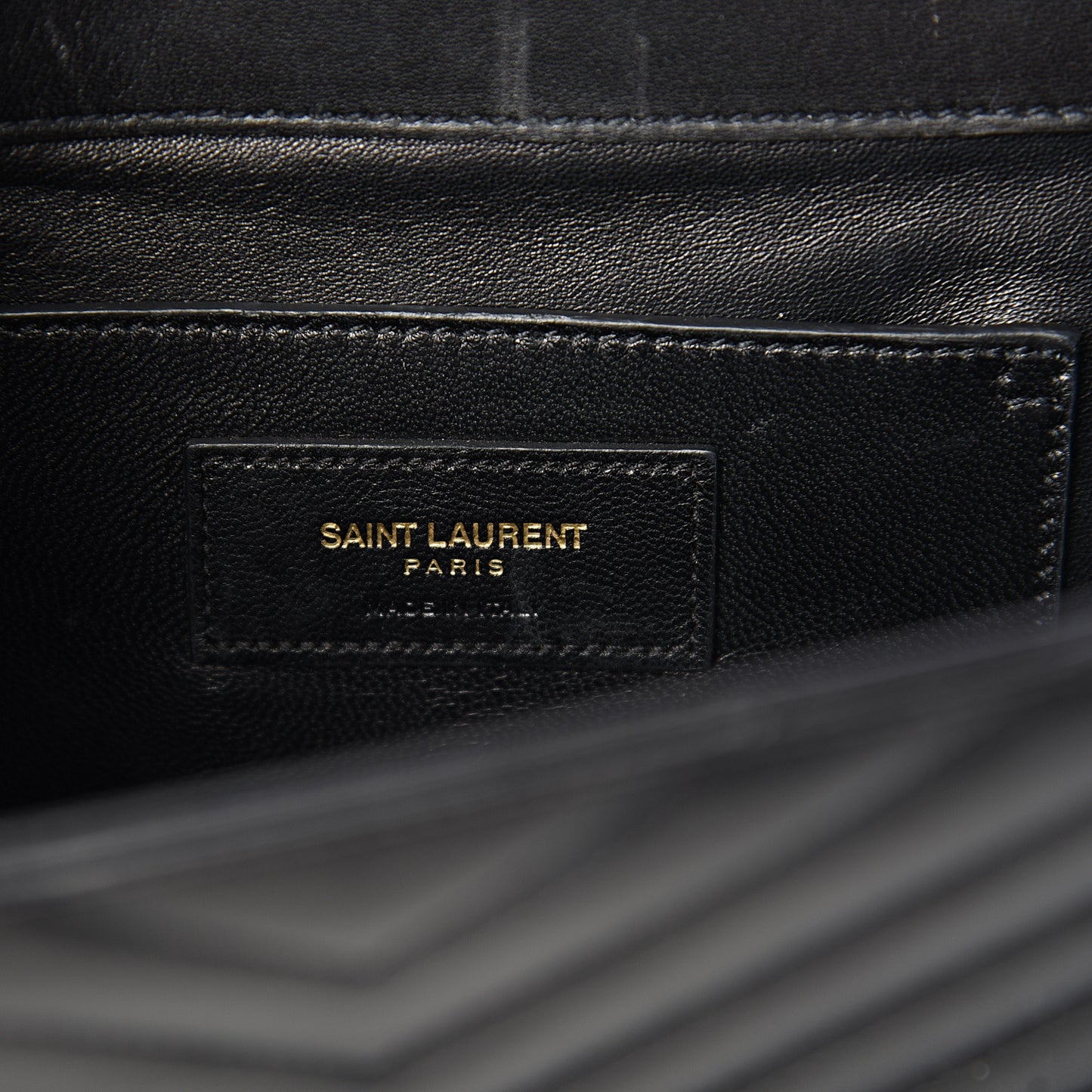 Lambskin Matelasse Chevron Medium Monogram Satchel Black