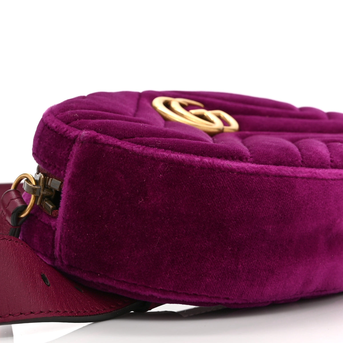 Gucci Velvet Matelasse GG Marmont Belt Bag 85 34 Fuchsia Violet Cyclamen 10 of 11