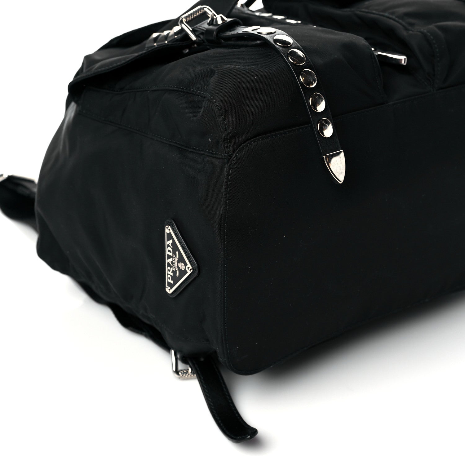 Prada Nylon New Vela Studded Backpack Black 9 of 10