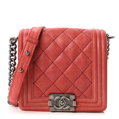 Chanel Iridescent Calfskin Quilted Small Gentle Square Boy Flap Red 1 of 7
