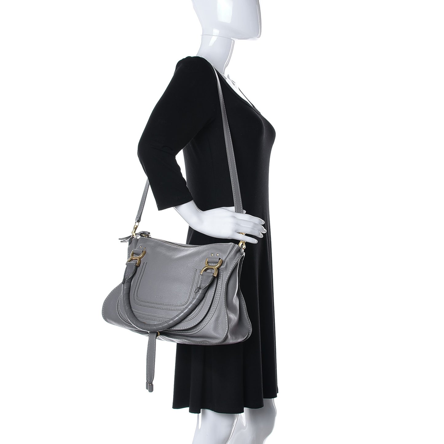 Calfskin Medium Marcie Satchel Cashmere Grey