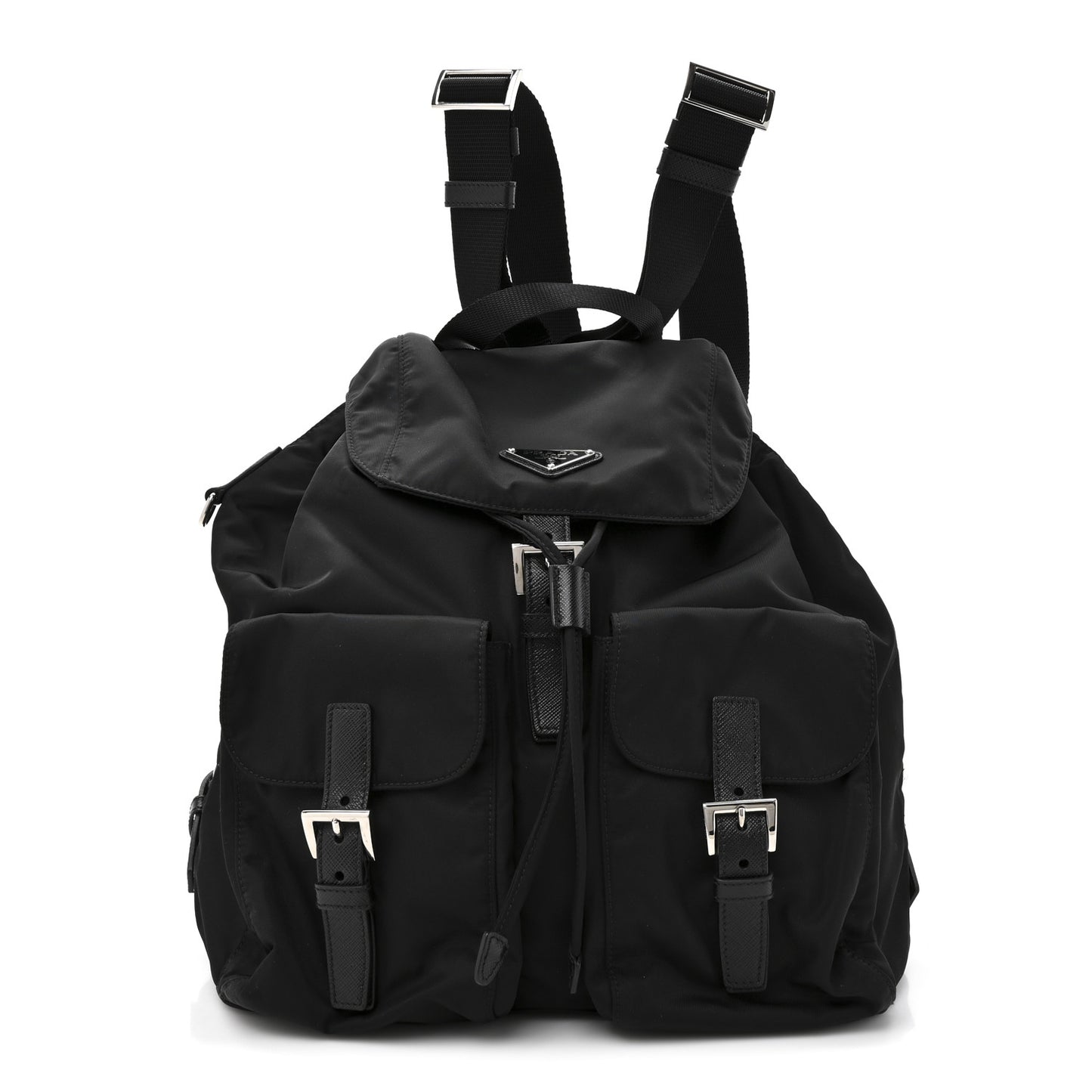 Re-Nylon Vela Saffiano Medium Backpack Black