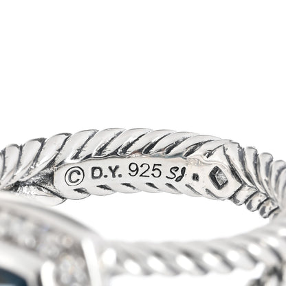 David Yurman Sterling Silver Diamond Hampton Blue Topaz 7mm Petite Albion Ring 52 6 4 of 4