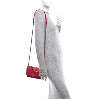 Chanel Shiny Goatskin Quilted Chanel 19 Wallet On Chain WOC Pink 2 of 11